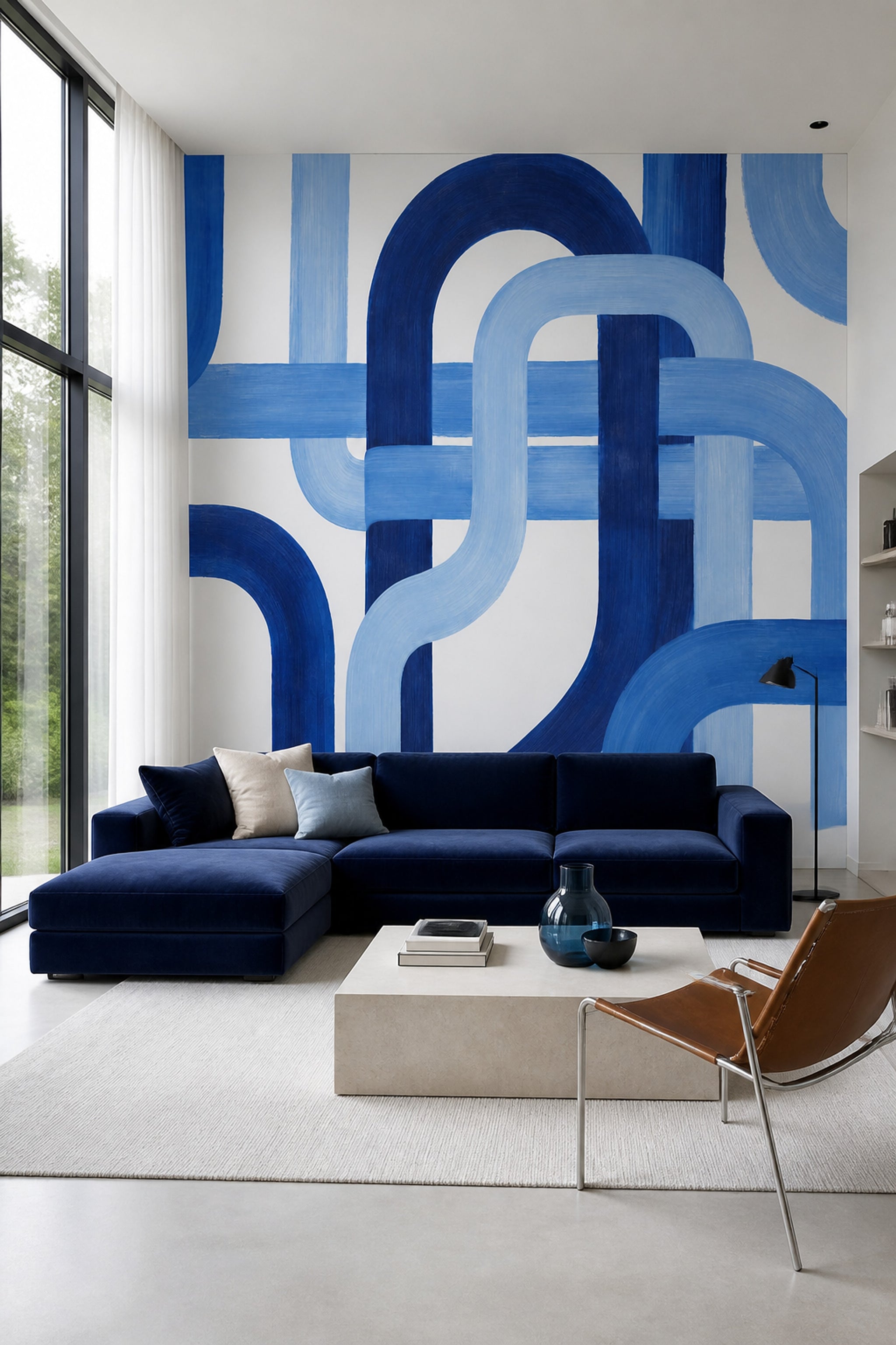 White Background Wallpaper Modern Abstract Removable Wall Decor