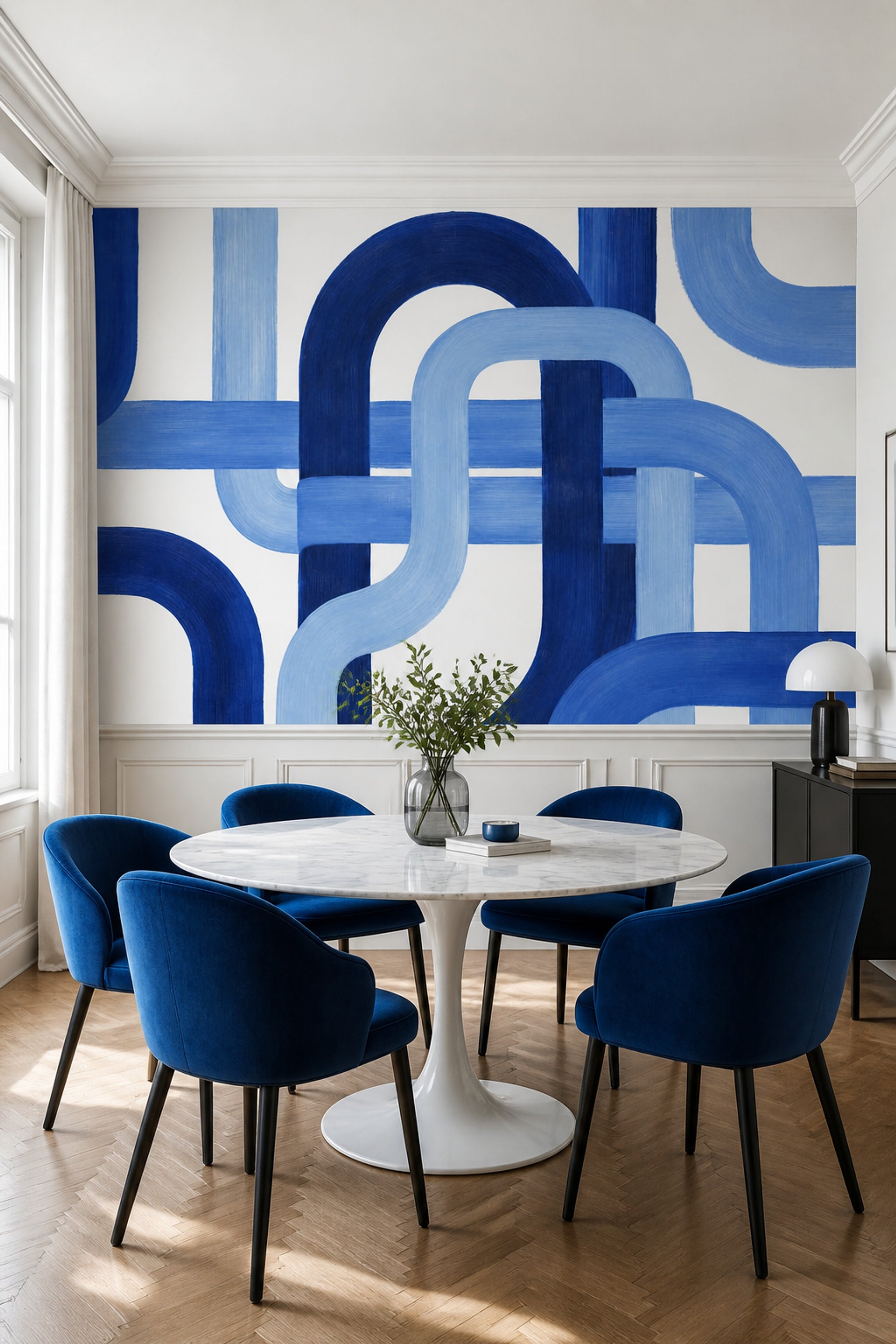 White Background Wallpaper Modern Abstract Removable Wall Decor