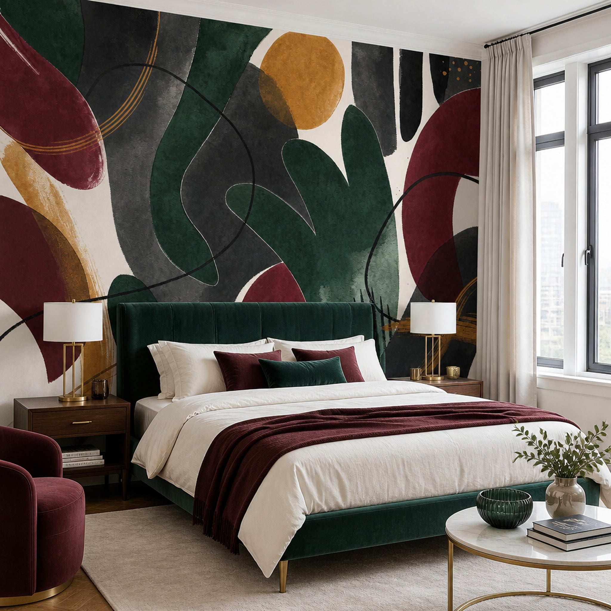 Abstract Wallpaper Dark Geometric Shapes Wall Mural