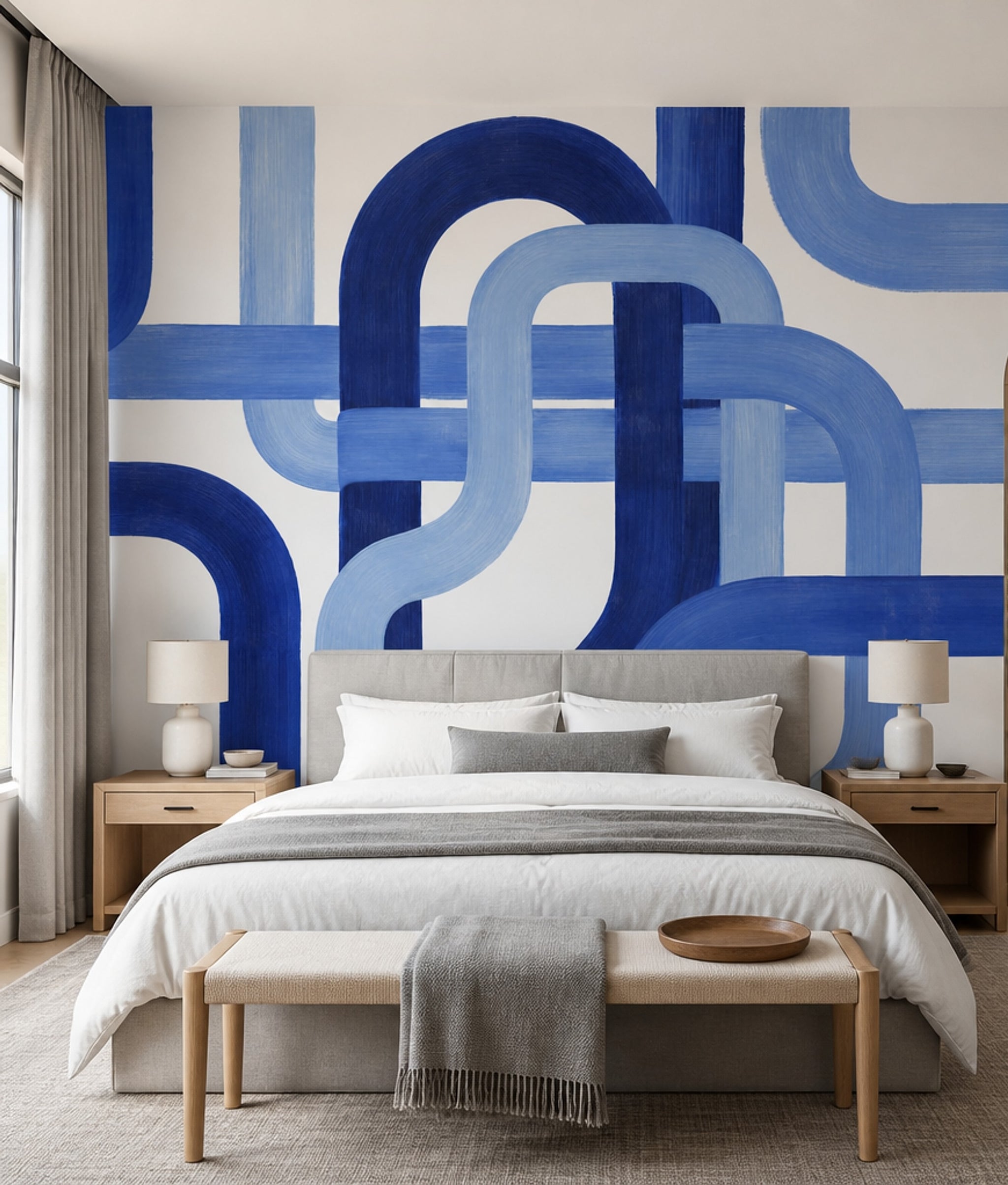 White Background Wallpaper Modern Abstract Removable Wall Decor