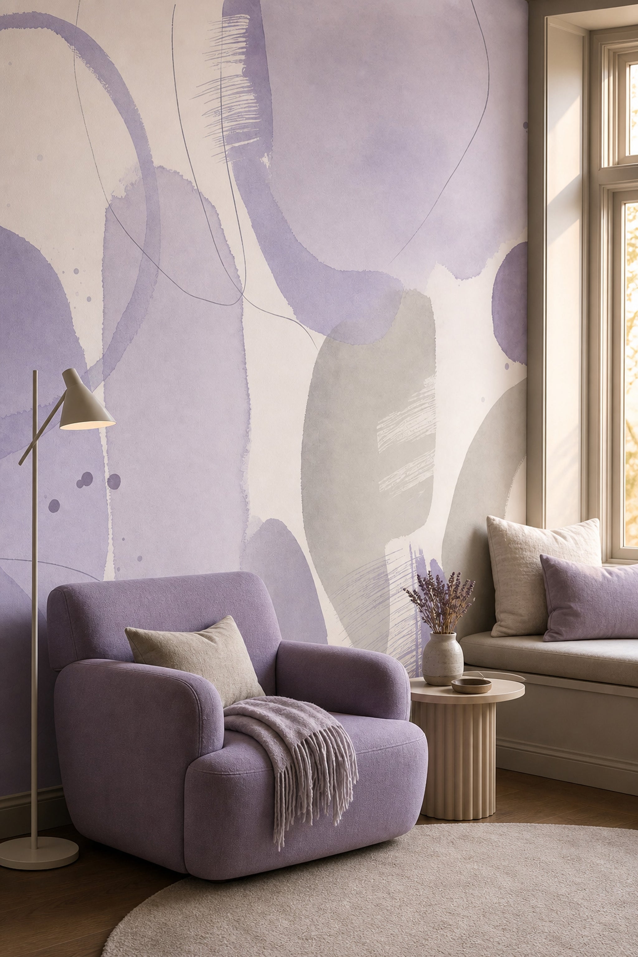 Watercolor Texture Wallpaper Abstract Wash Soft Neutral Removable Wall Decor