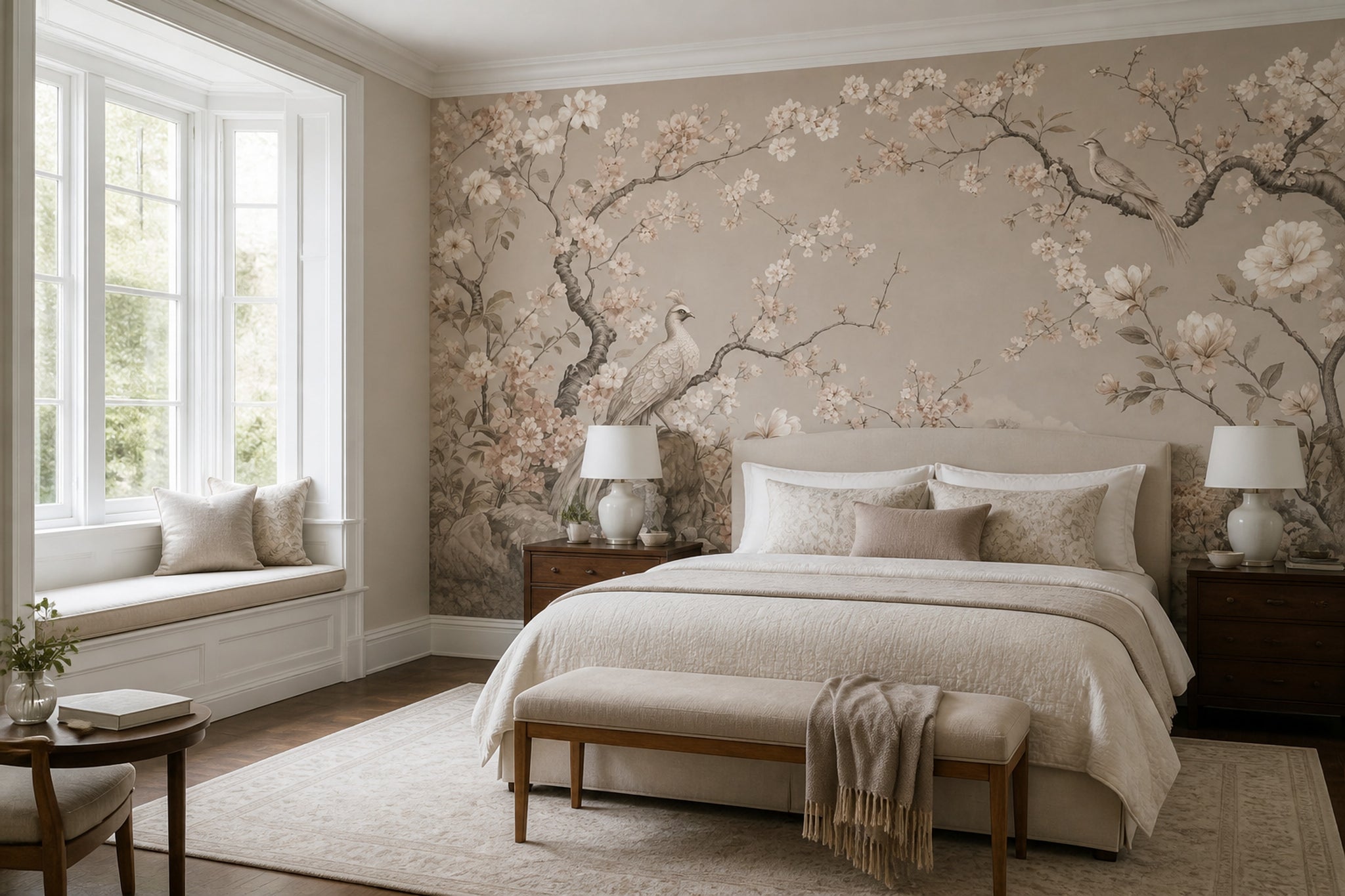Chinoiserie Wallpaper Floral Landscape Removable Wall Decor