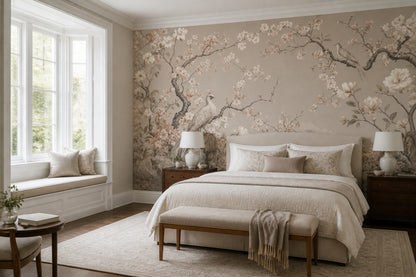 Chinoiserie Wallpaper Floral Landscape Removable Wall Decor