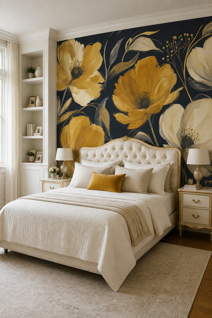 Dark Floral Wallpaper Moody Botanical Removable Wall Decor