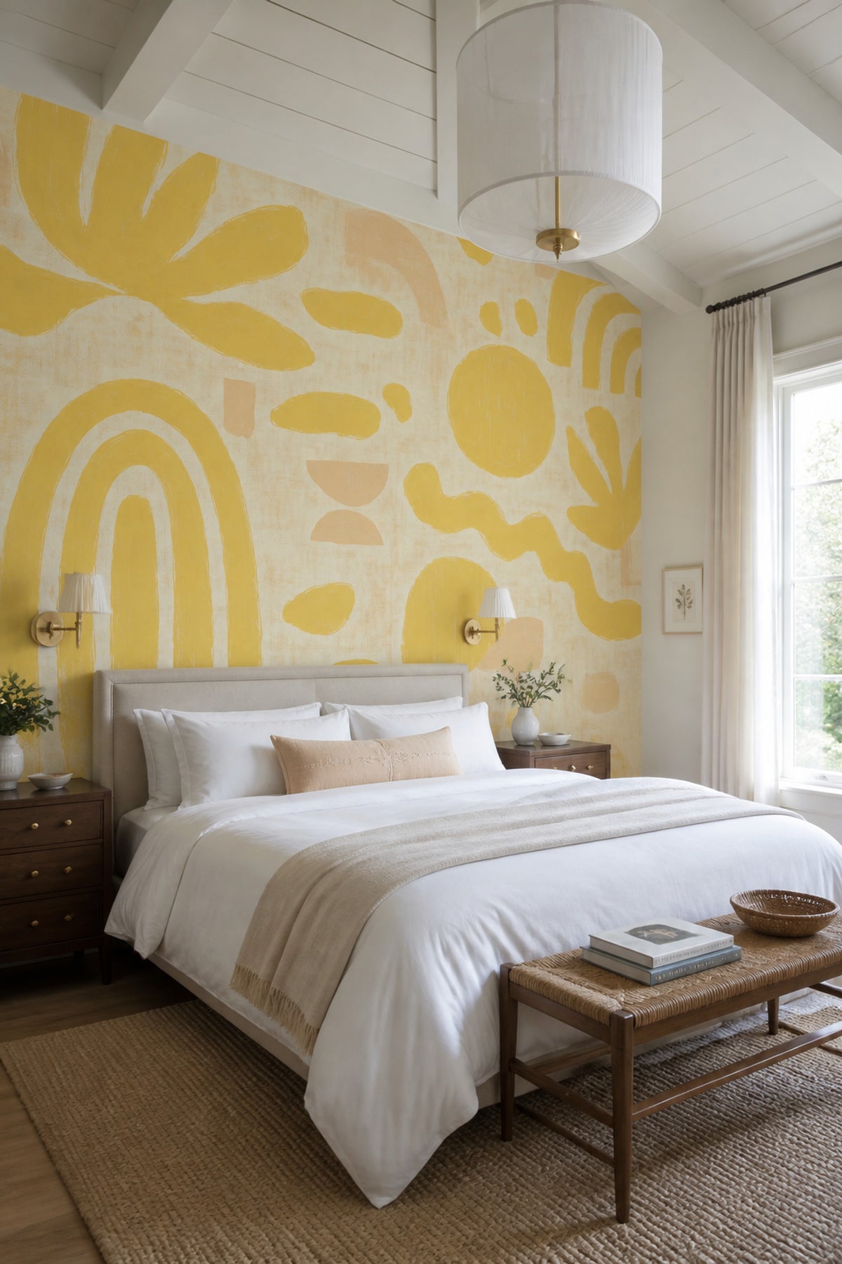 Abstract Wallpaper Yellow Brushstroke Wall Mural