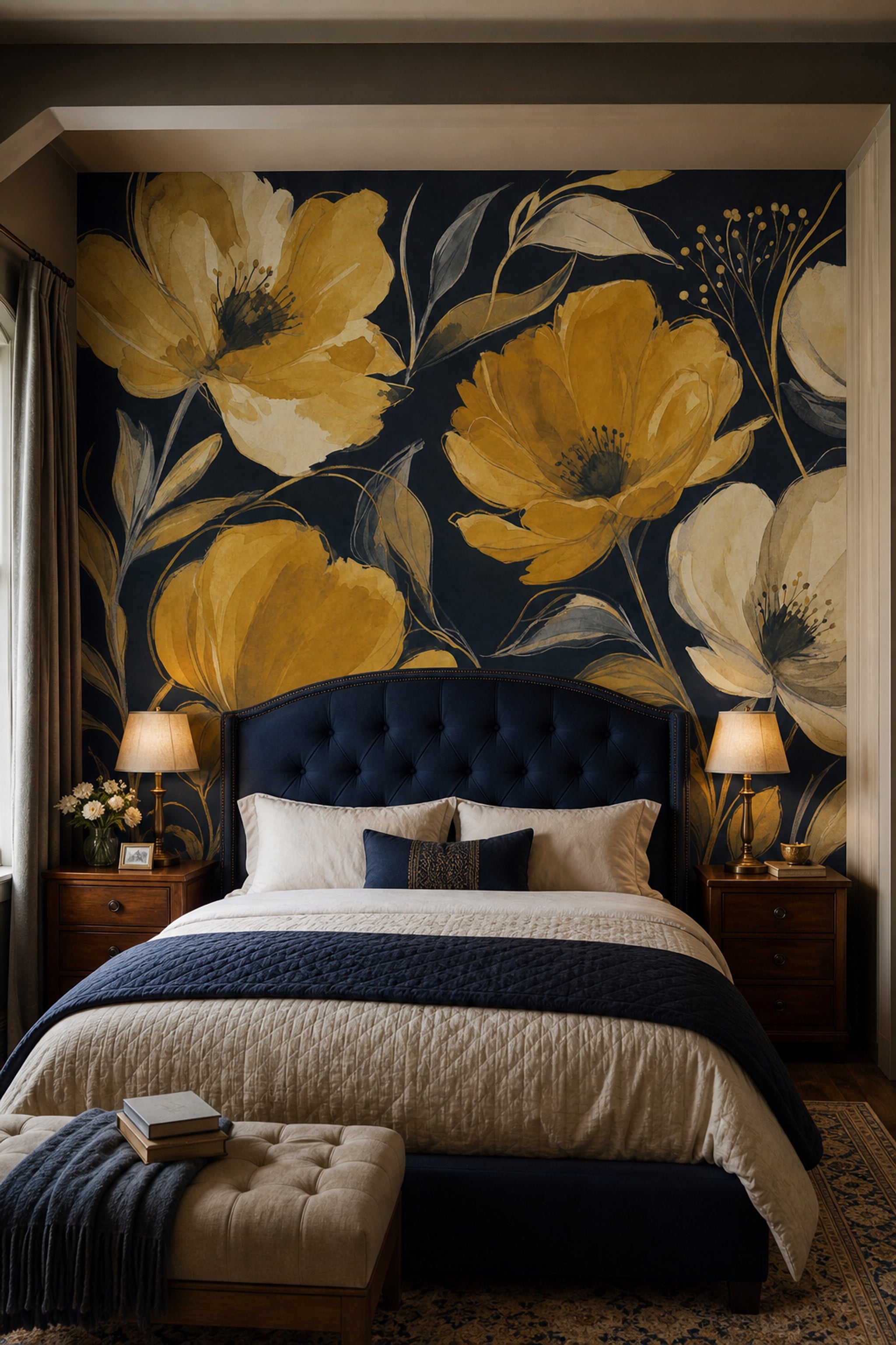 Dark Floral Wallpaper Moody Botanical Removable Wall Decor
