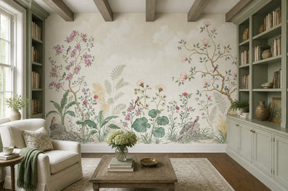 Chinoiserie Wallpaper Botanical Floral Garden Wall Mural