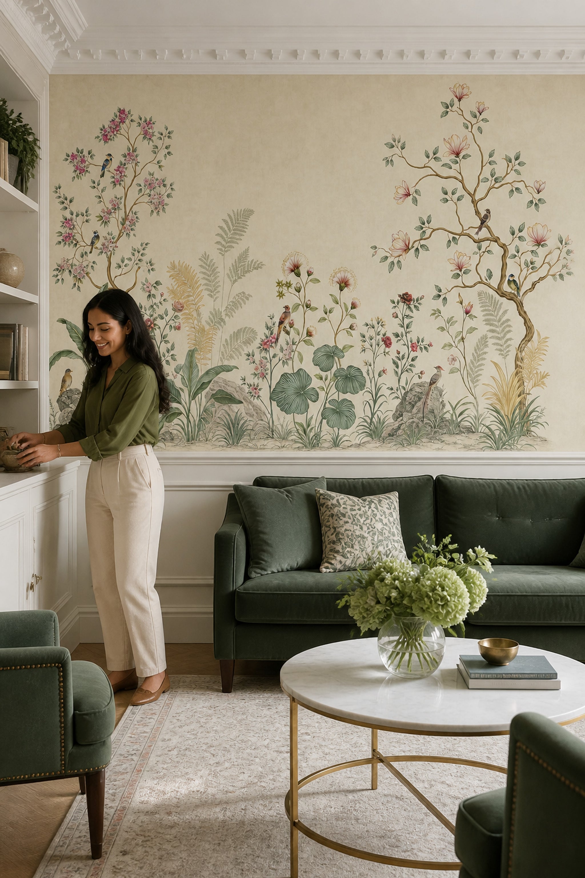 Chinoiserie Wallpaper Botanical Floral Garden Wall Mural