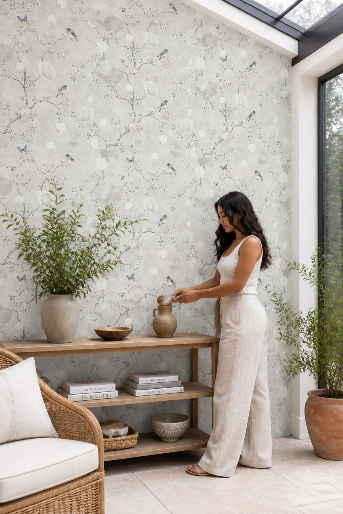 Chinoiserie Wallpaper Birds Blossom Branches Wall Mural