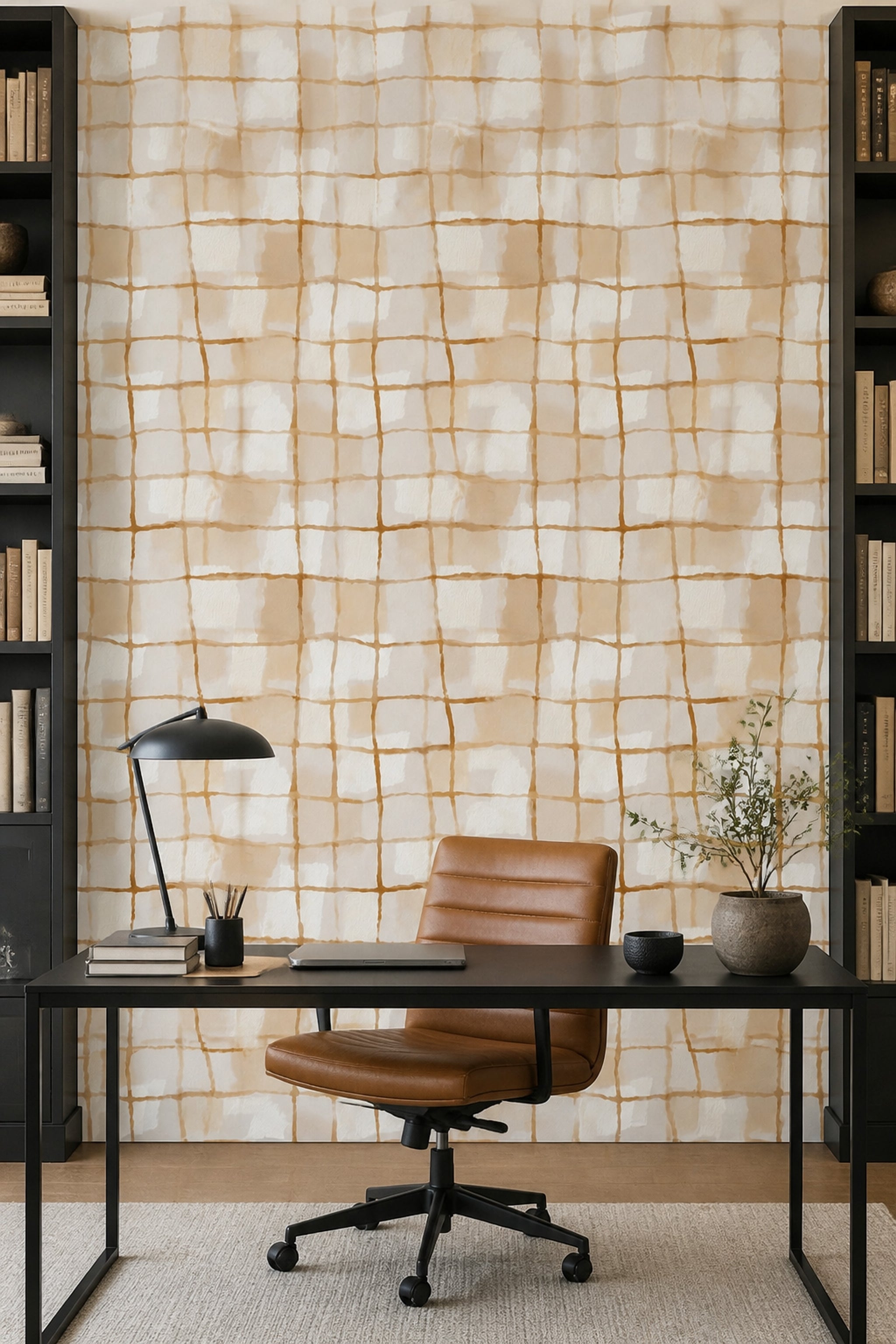 Abstract Grid Wallpaper Watercolor Removable Geometric Wall Double Roll