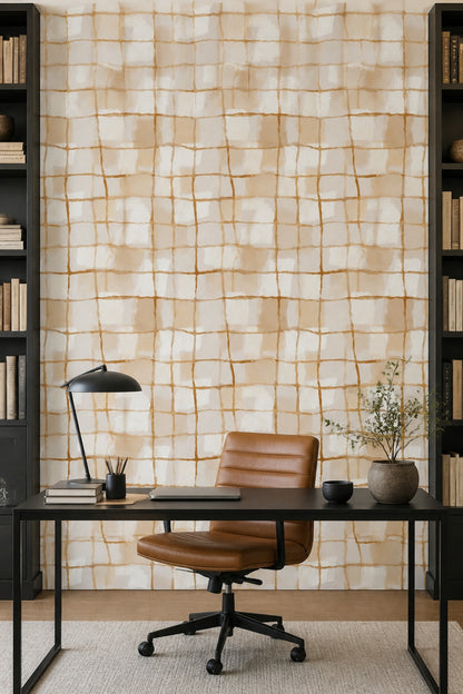 Abstract Grid Wallpaper Watercolor Removable Geometric Wall Double Roll