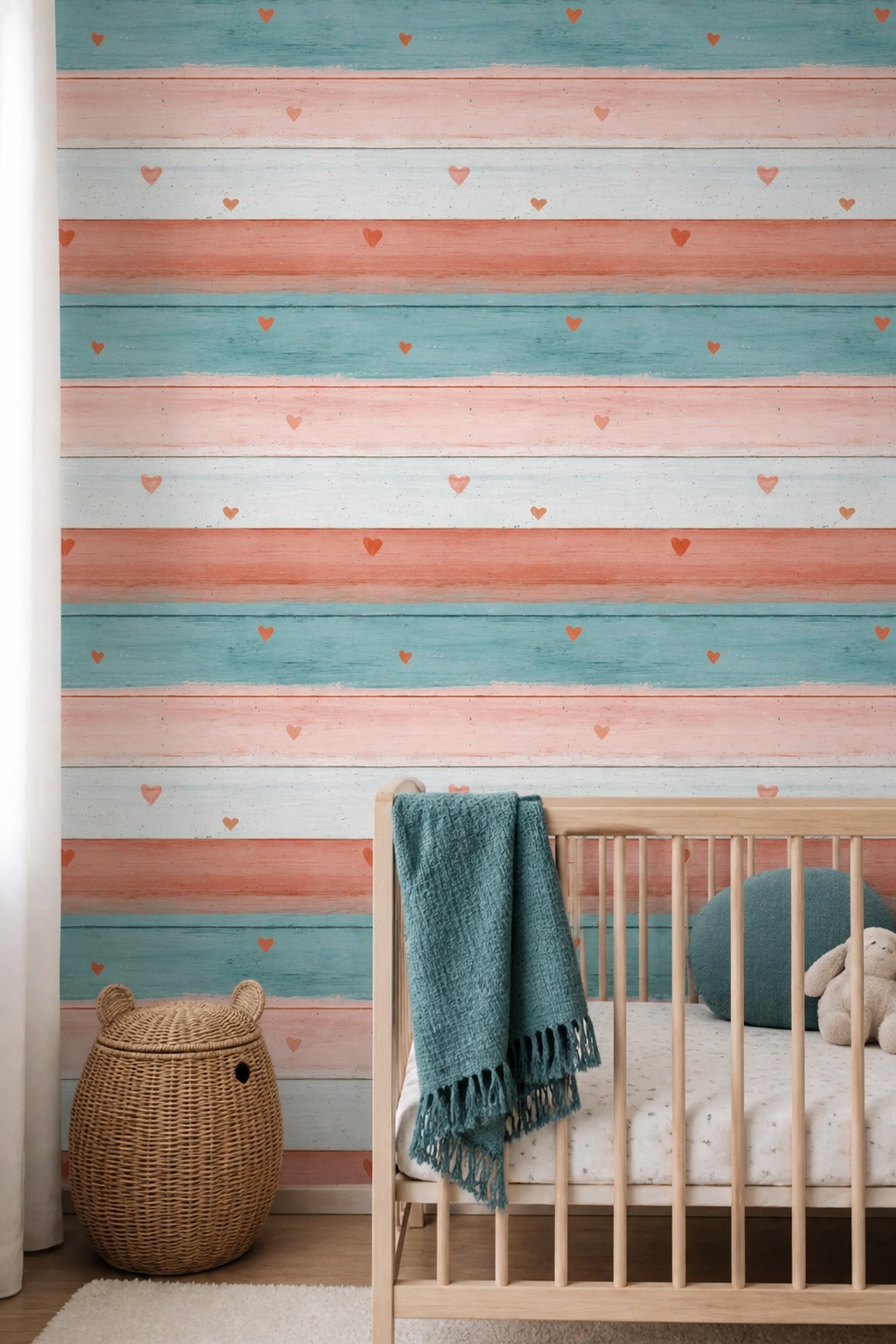 Rustic Wood Wallpaper Horizontal Planks Painted Wood Removable Wall Decor
