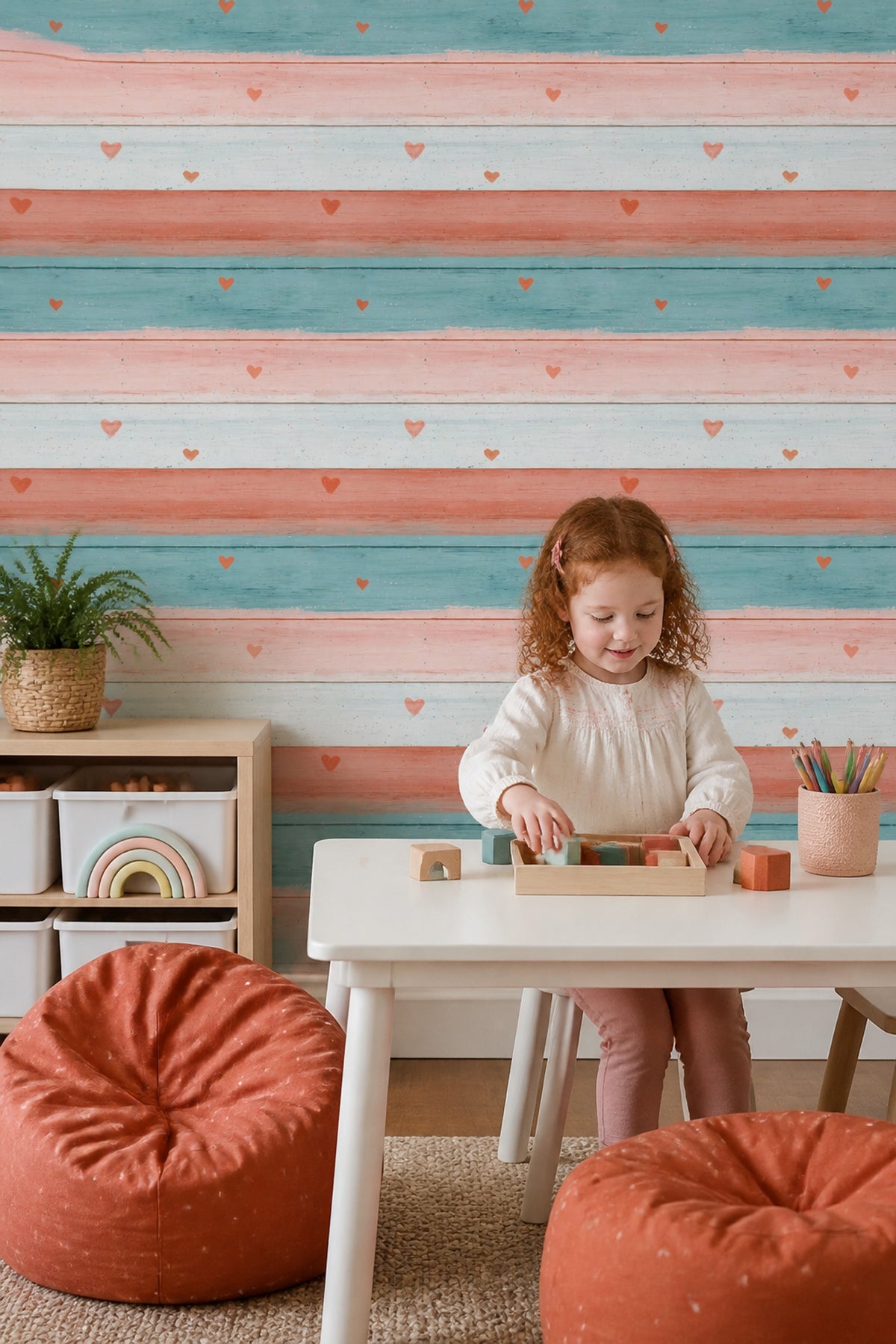 Rustic Wood Wallpaper Horizontal Planks Painted Wood Removable Wall Decor