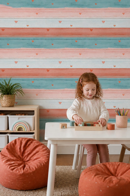 Rustic Wood Wallpaper Horizontal Planks Painted Wood Removable Wall Decor