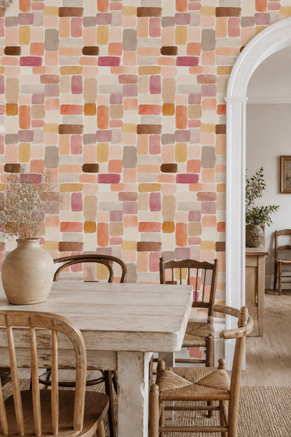 Painted Rectangles Wallpaper Abstract Modern Wallpaper Removable Wall Decor