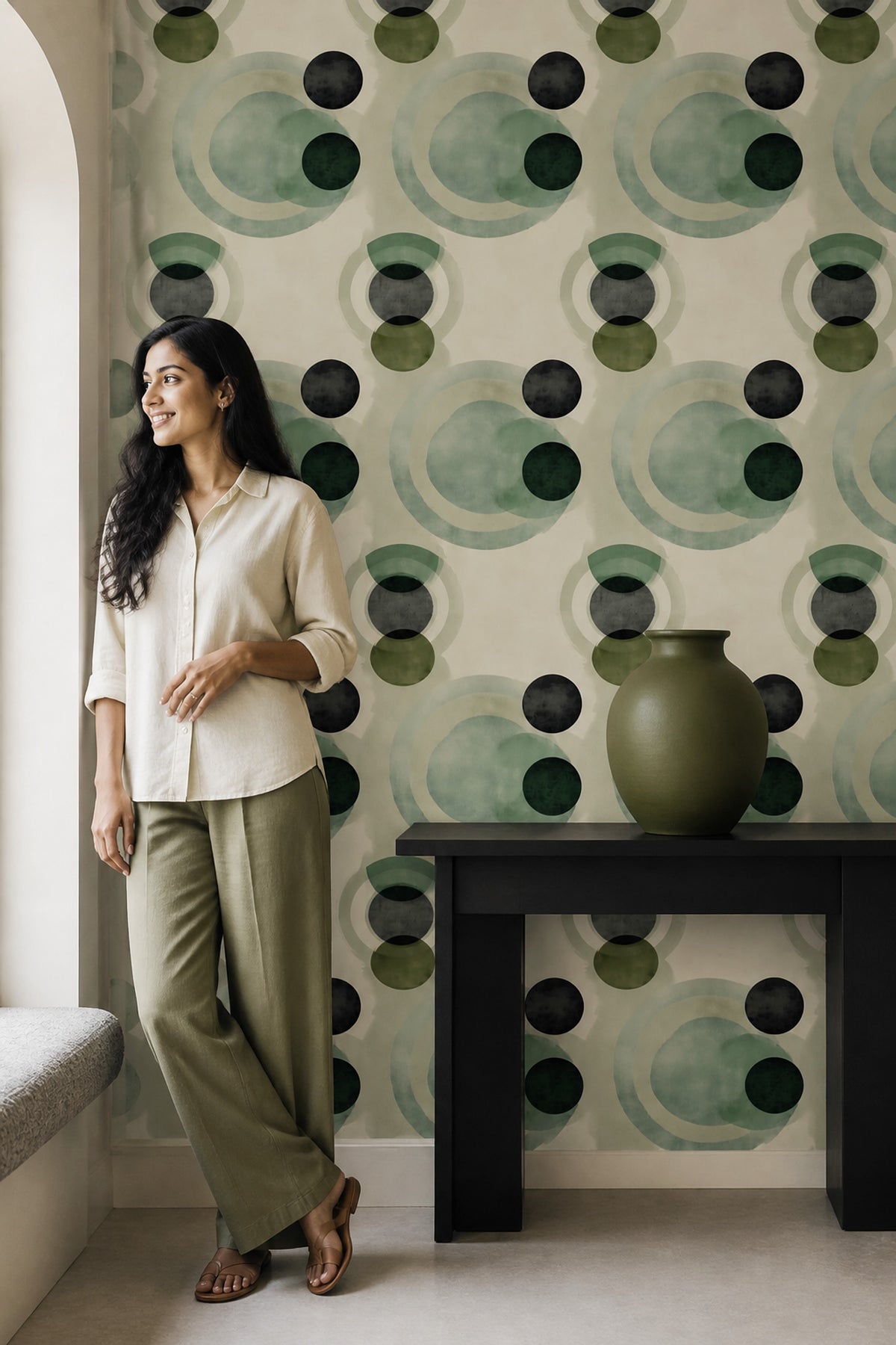 Mid Century Modern Wallpaper Solid Black Mid Century Modern Decorative Mural