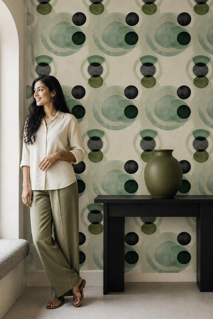 Mid Century Modern Wallpaper Solid Black Mid Century Modern Decorative Mural