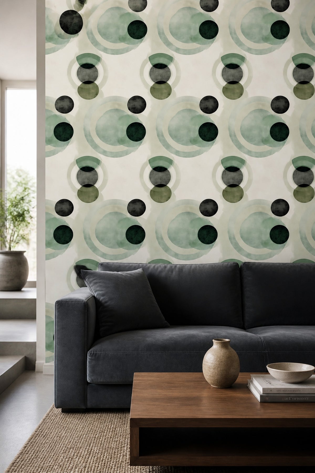 Mid Century Modern Wallpaper Solid Black Mid Century Modern Decorative Mural