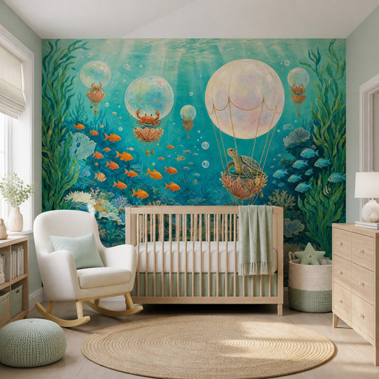 Underwater Wallpaper Sea Turtle Whimsical Wall Mural