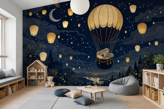 Hot Air Balloon Wallpaper Sky Lantern Crescent Moon Removable Wall Decor