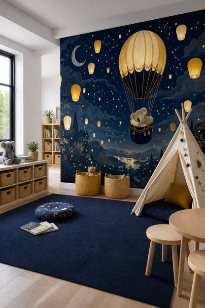 Hot Air Balloon Wallpaper Sky Lantern Crescent Moon Removable Wall Decor