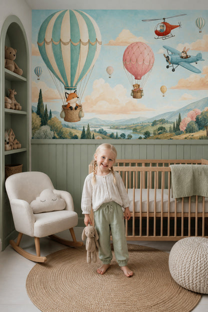 Hot Air Balloon Wallpaper Airplane Helicopter Wall Mural