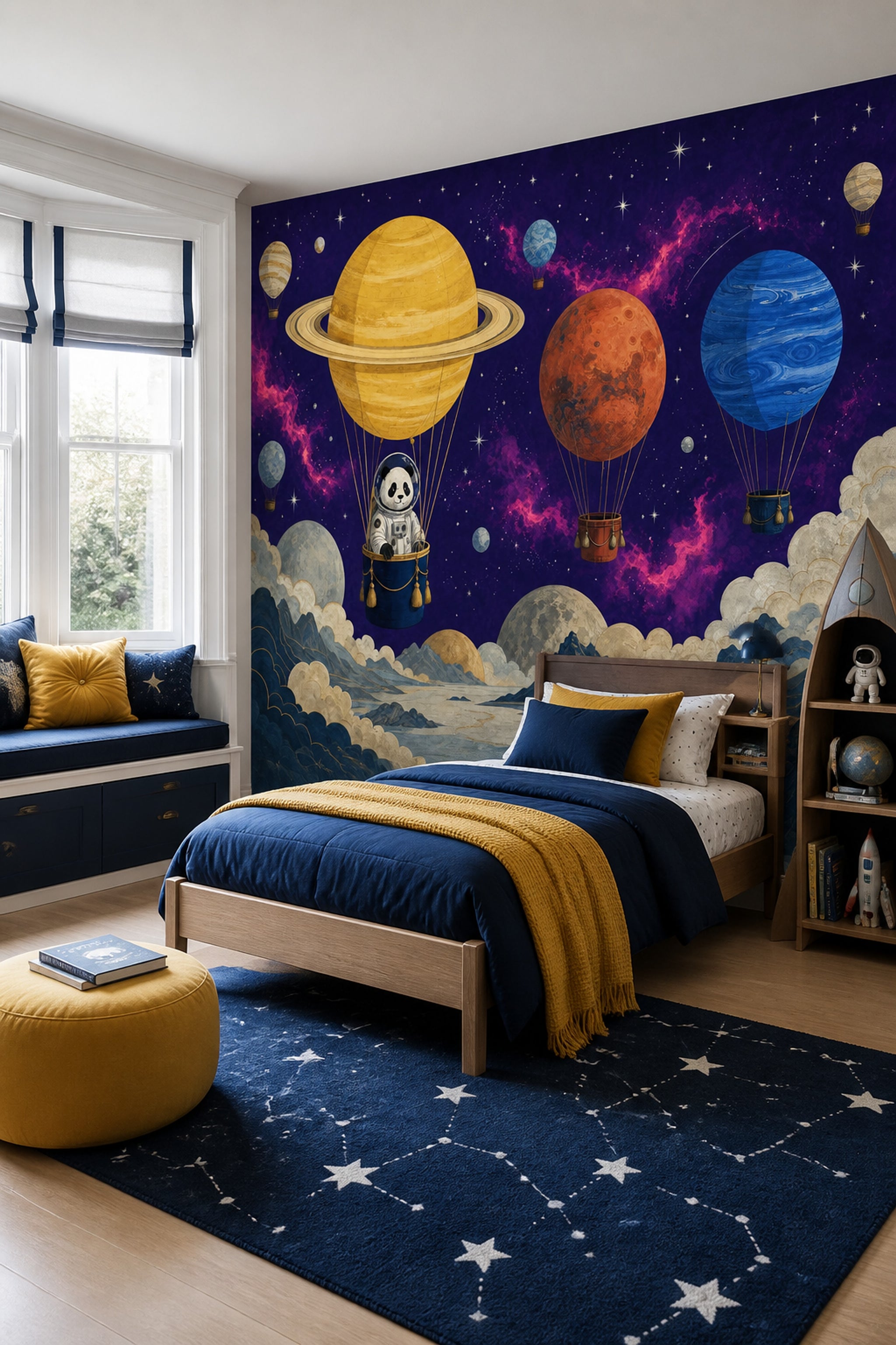 Dark Celestial Wallpaper Space Landscape Removable Whimsical Fantasy Wall Decor