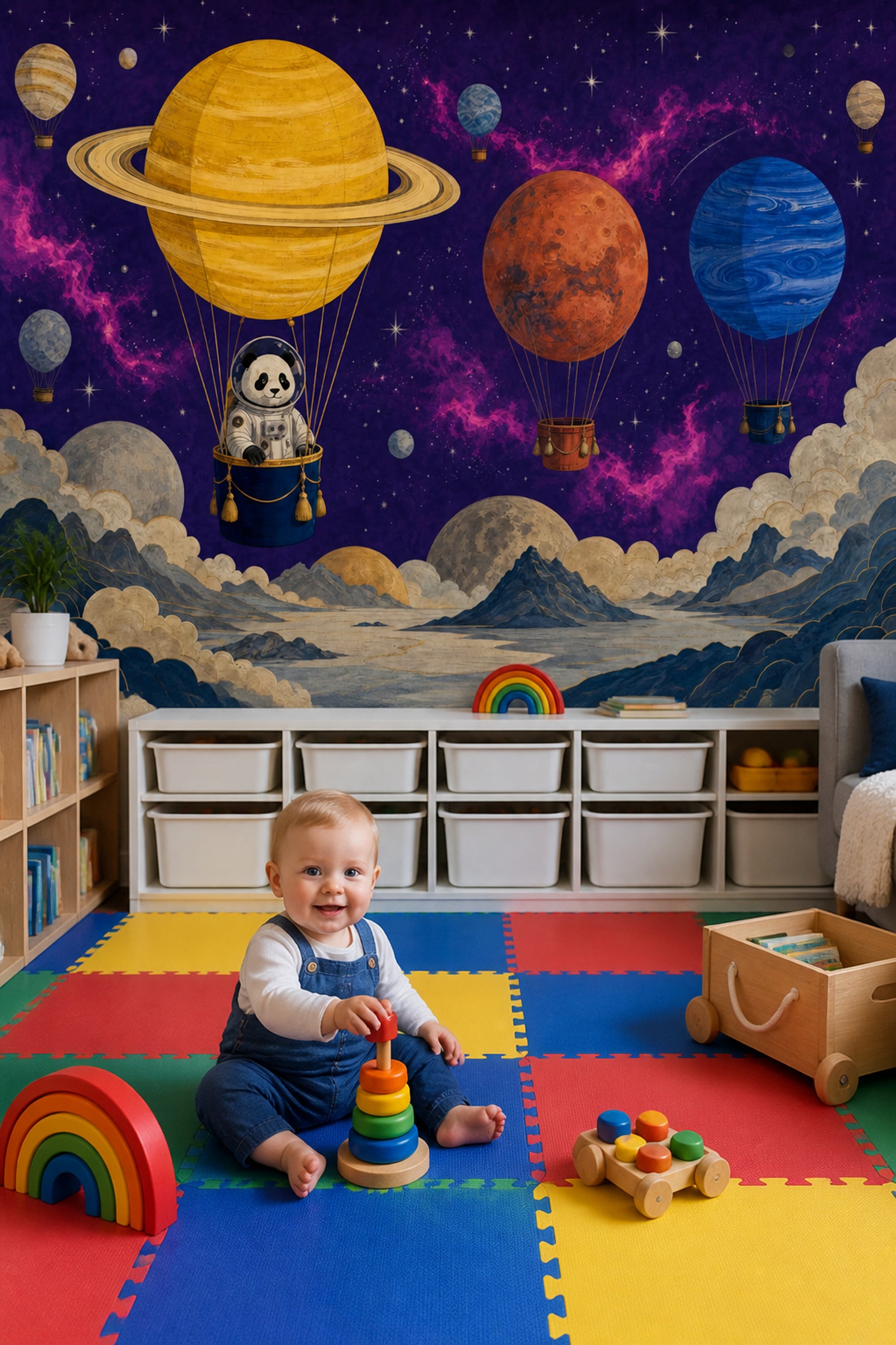 Dark Celestial Wallpaper Space Landscape Removable Whimsical Fantasy Wall Decor