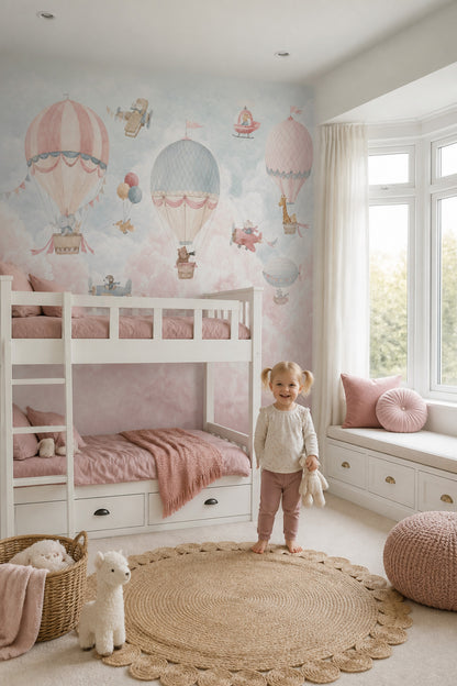 Hot Air Balloons Wallpaper Watercolor Nursery Wall Mural
