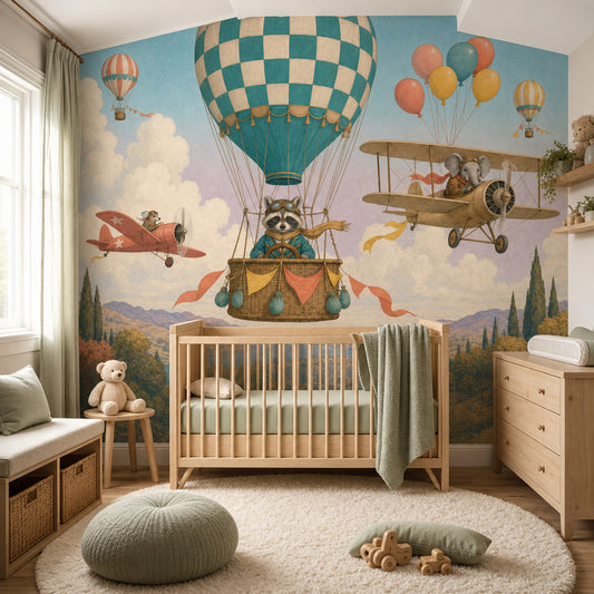 Hot Air Balloon Wallpaper Airplane Pilot Wall Mural
