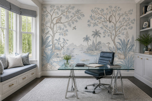 Chinoiserie Wallpaper Toile Landscape Wall Mural