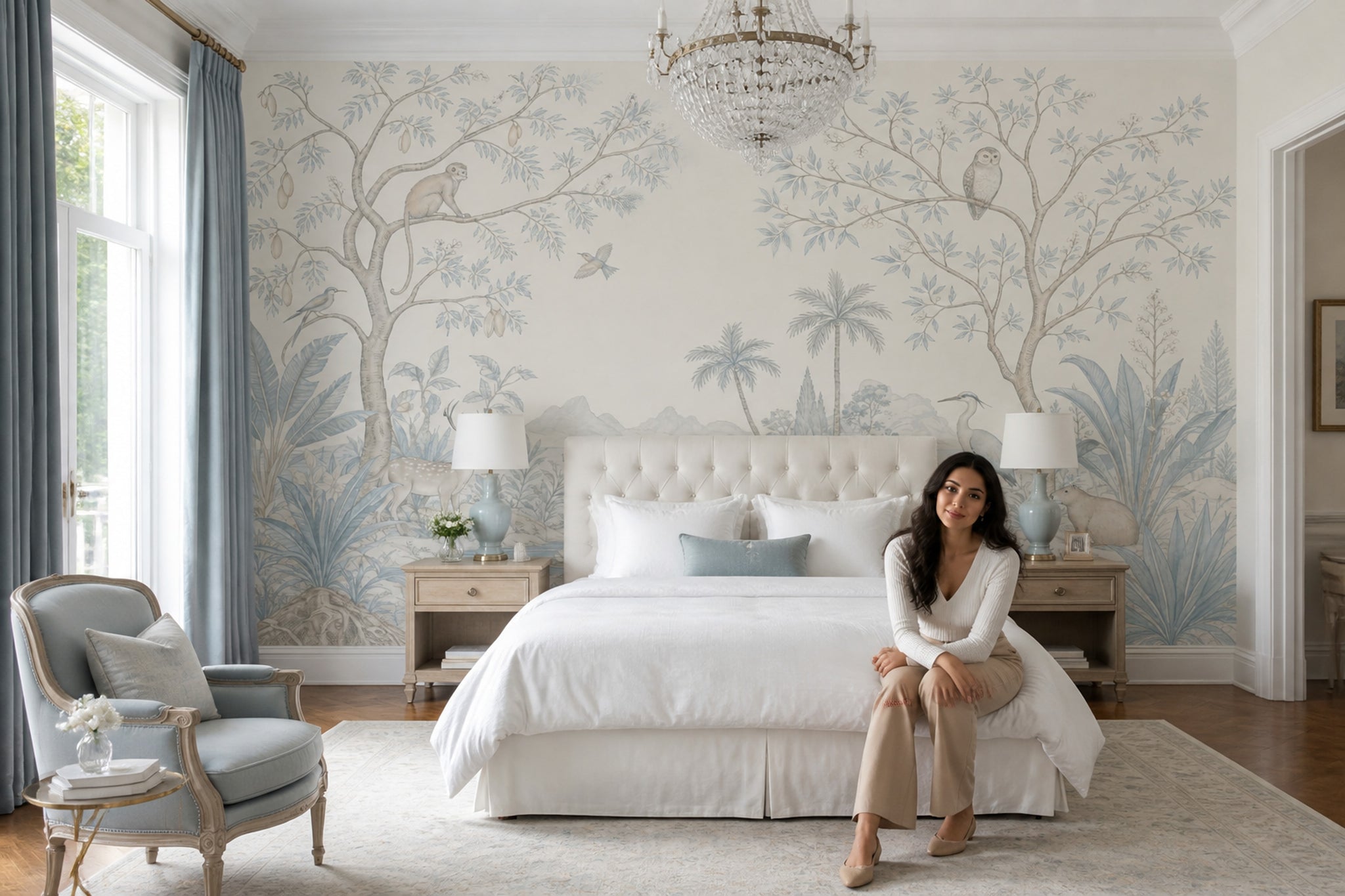 Chinoiserie Wallpaper Toile Landscape Wall Mural
