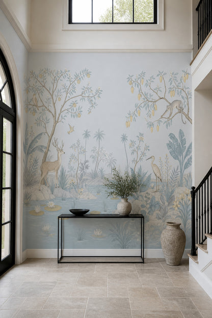 Chinoiserie Wallpaper Tropical Landscape Removable Garden Mural Wall Decor