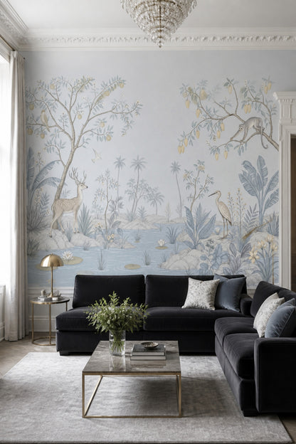 Chinoiserie Wallpaper Tropical Landscape Removable Garden Mural Wall Decor