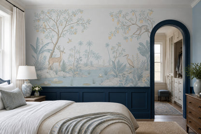 Chinoiserie Wallpaper Tropical Landscape Removable Garden Mural Wall Decor
