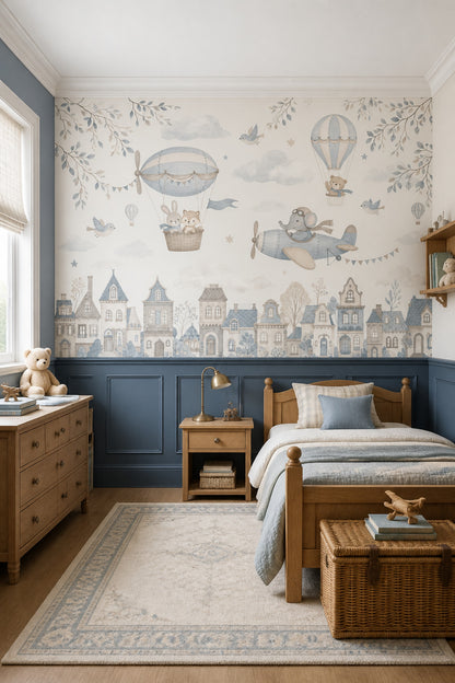 Hot Air Balloons Wallpaper Whimsical Nursery Wall Mural