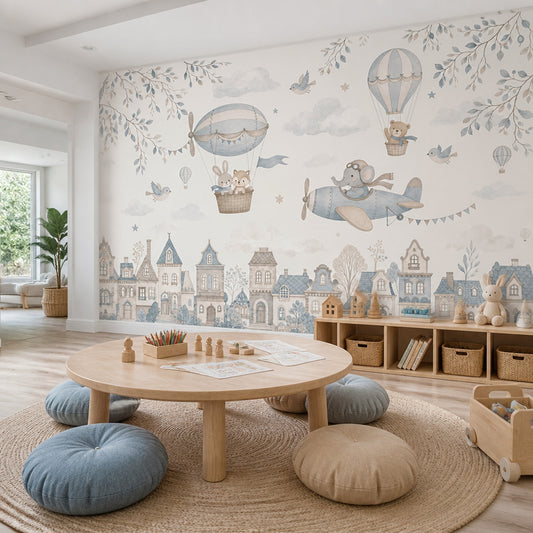 Hot Air Balloons Wallpaper Whimsical Nursery Wall Mural