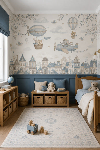 Hot Air Balloons Wallpaper Whimsical Nursery Wall Mural