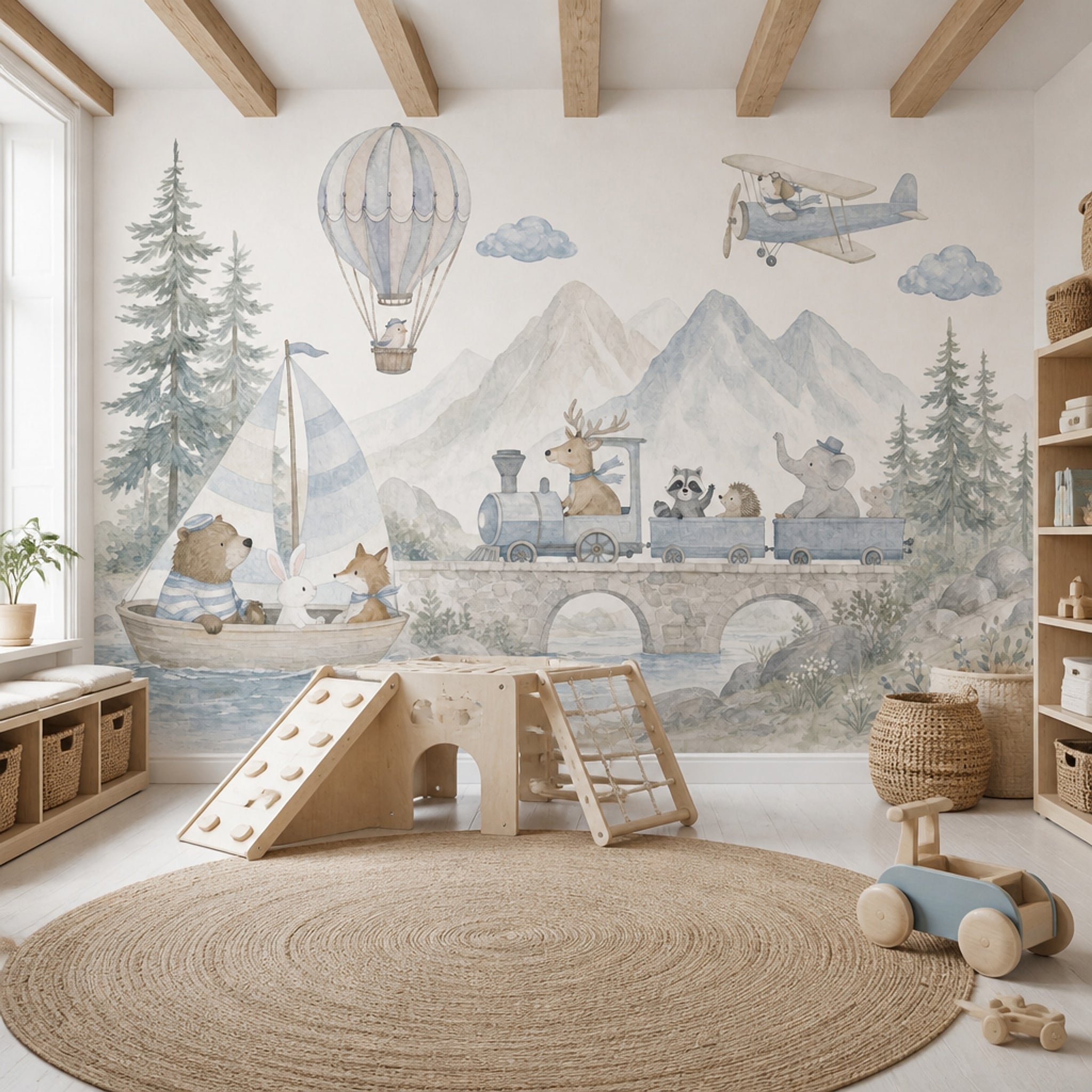Hot Air Balloon Wallpaper Watercolor Kids Wall Mural