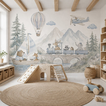 Hot Air Balloon Wallpaper Watercolor Kids Wall Mural