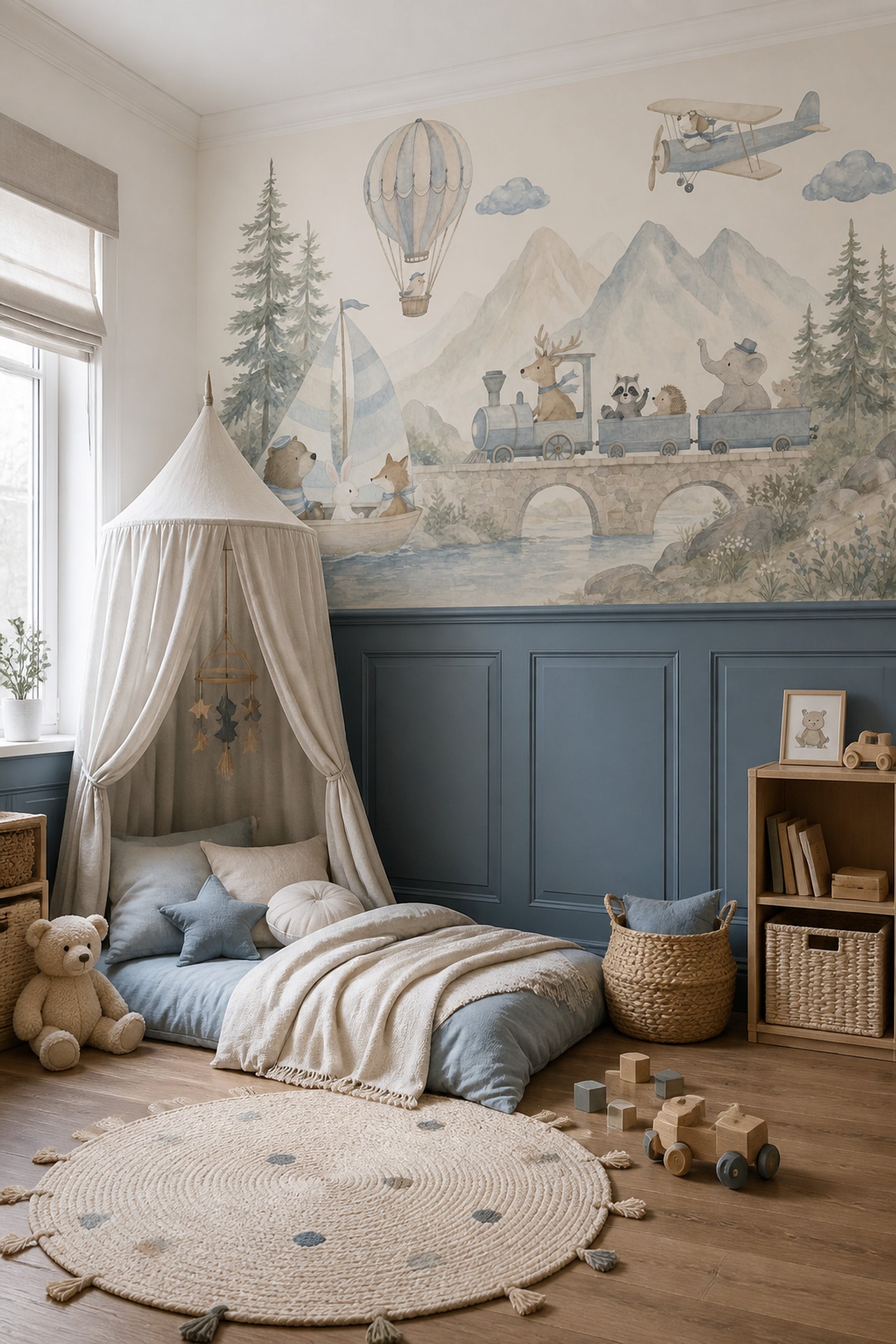 Hot Air Balloon Wallpaper Watercolor Kids Wall Mural