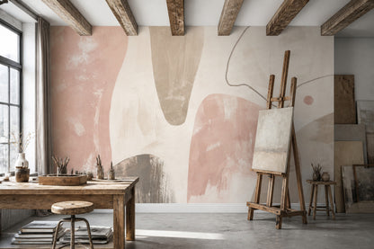 Organic Shapes Wallpaper Abstract Removable Minimalist Wall Decor