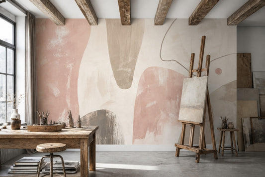 Organic Shapes Wallpaper Abstract Removable Minimalist Wall Decor