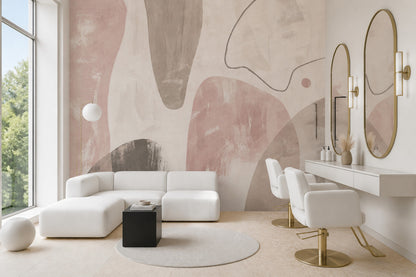 Organic Shapes Wallpaper Abstract Removable Minimalist Wall Decor