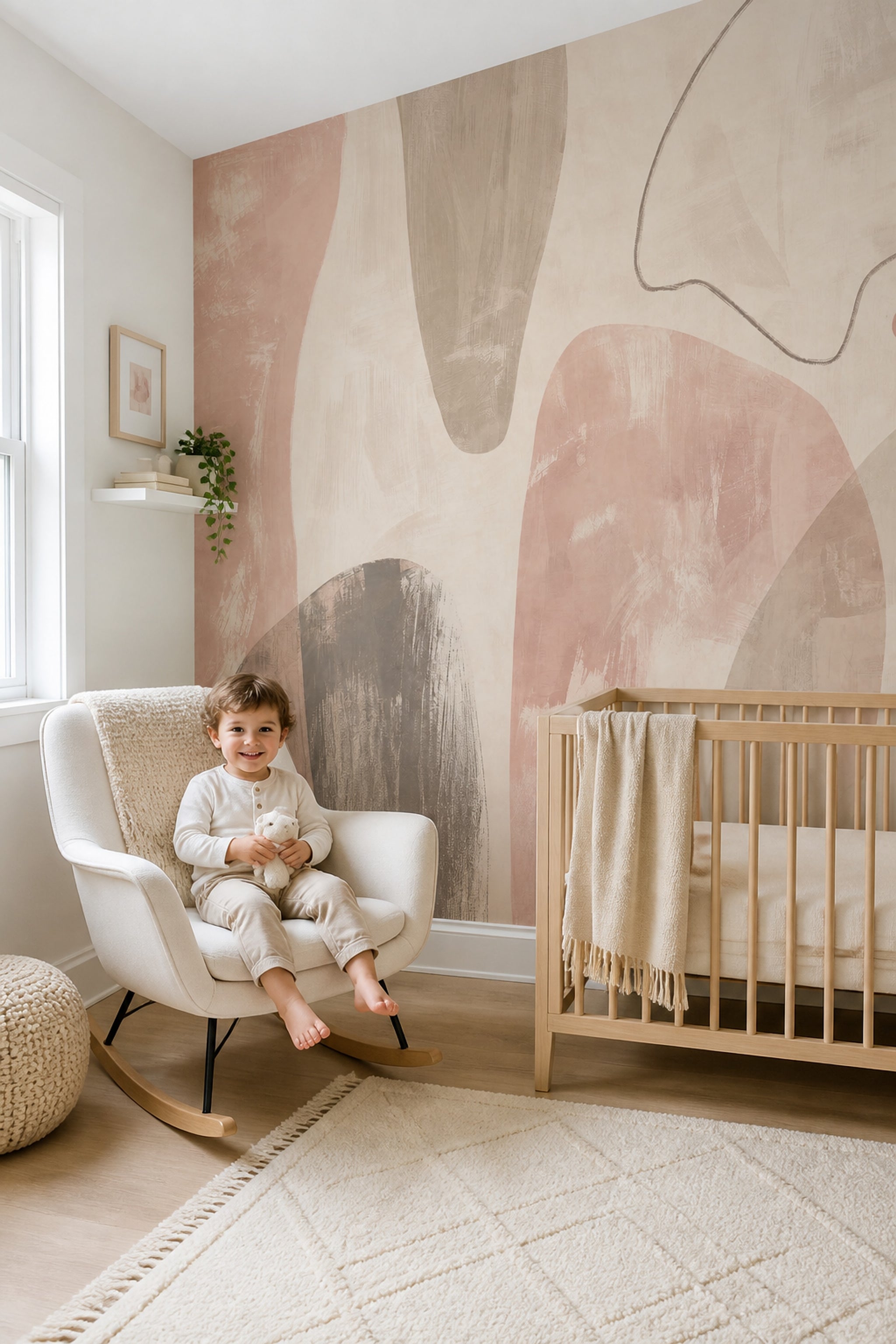 Organic Shapes Wallpaper Abstract Removable Minimalist Wall Decor