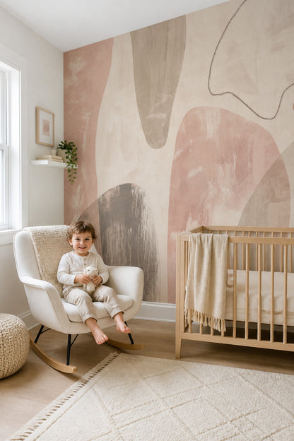 Organic Shapes Wallpaper Abstract Removable Minimalist Wall Decor