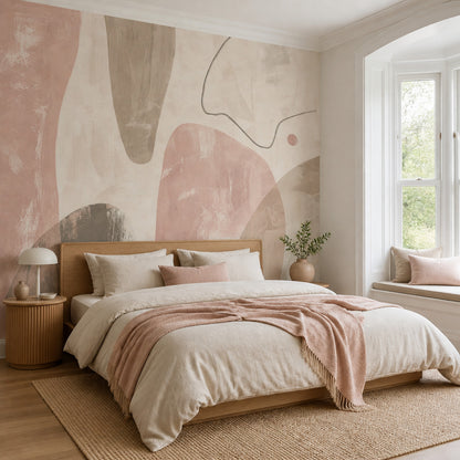 Organic Shapes Wallpaper Abstract Removable Minimalist Wall Decor