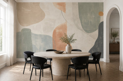Organic Shapes Wallpaper Abstract Painterly Texture Removable Wall Decor