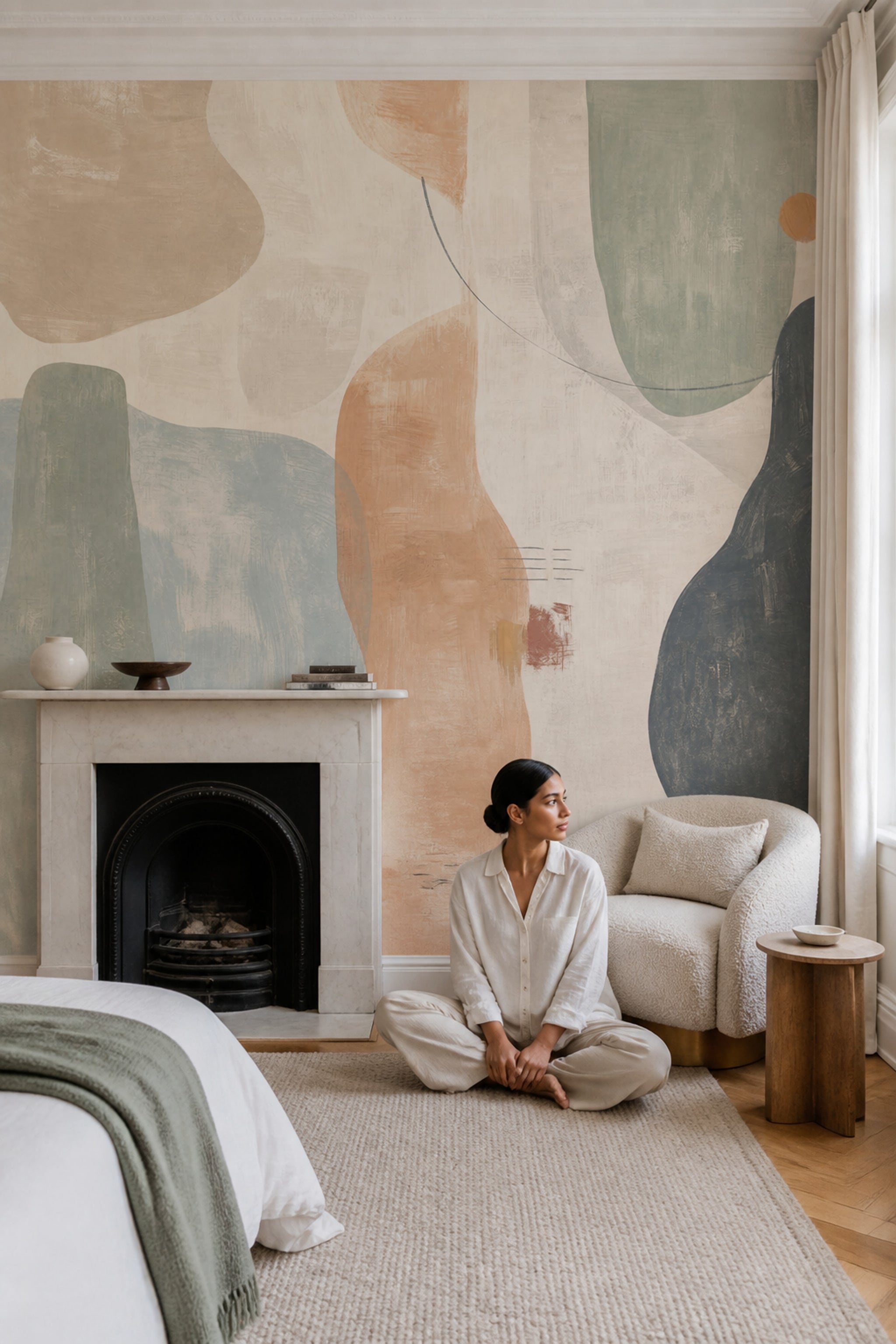 Organic Shapes Wallpaper Abstract Painterly Texture Removable Wall Decor