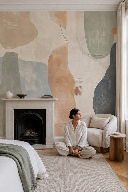 Organic Shapes Wallpaper Abstract Painterly Texture Removable Wall Decor